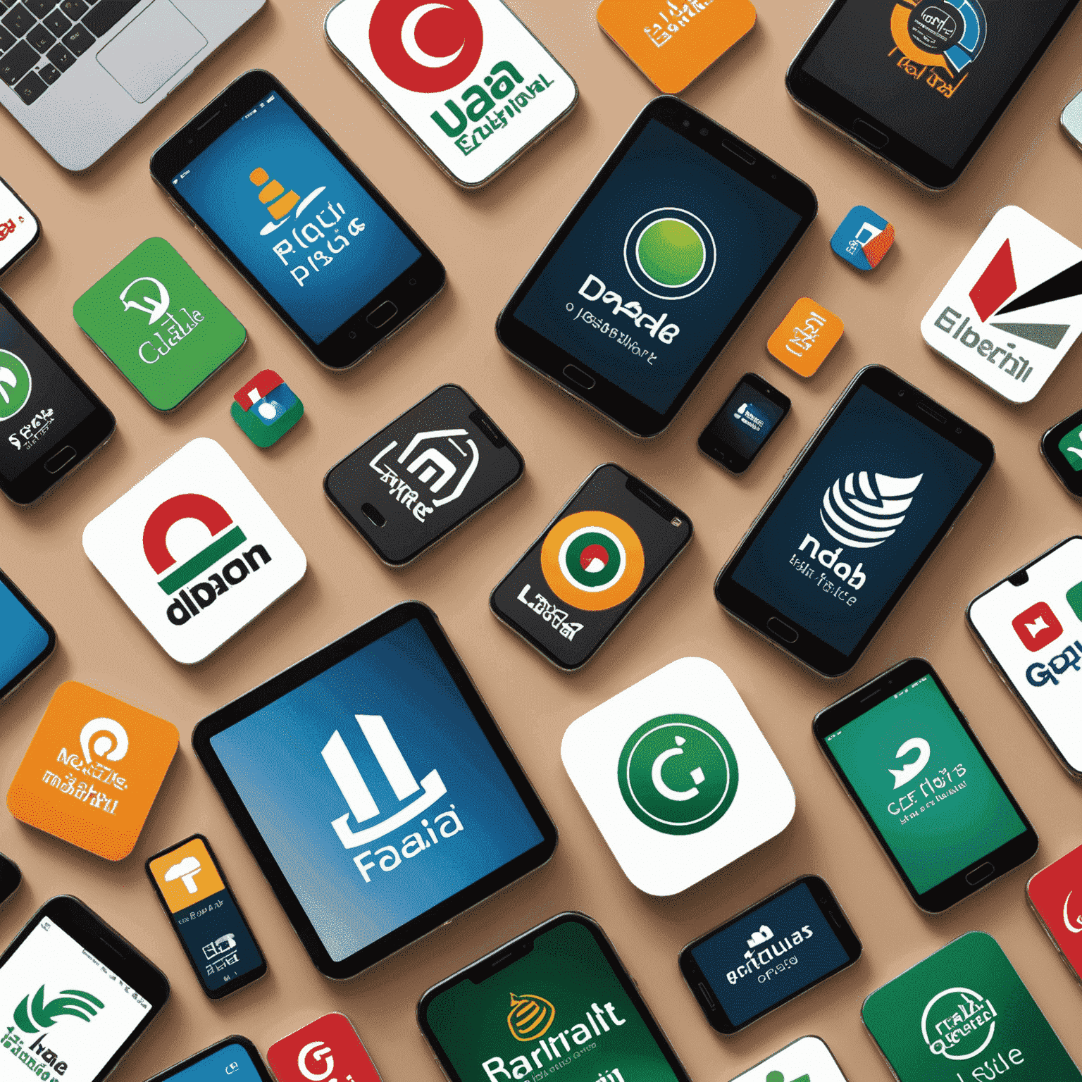 Collage of UAE mobile carrier logos and smartphones displaying various plan options