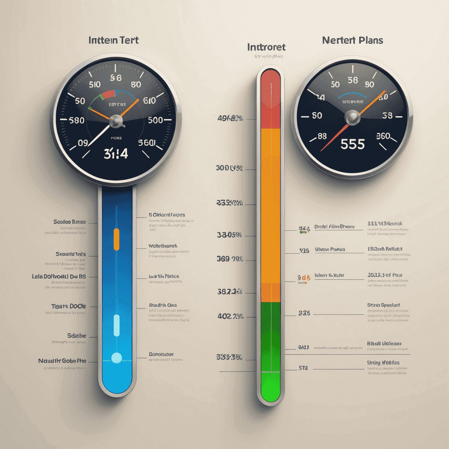 Side-by-side comparison of various internet plans with speed and price indicators